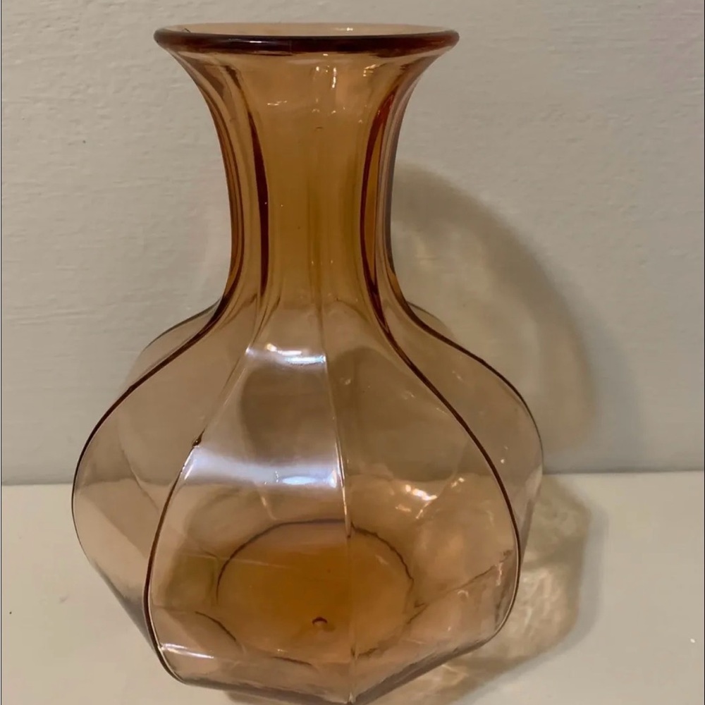 VTG TIARA Amber-Peach Water Bottle, Vase, Carafe